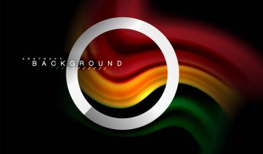 Gökkuşağı sıvı geometrik şekil dalga ve metalik renkler