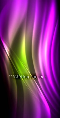 Neon parlayan dalga, sihirli enerji ve ışık arka plan