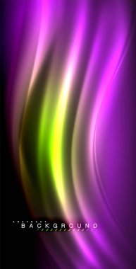 Neon parlayan dalga, sihirli enerji ve ışık arka plan