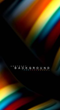 Dalga satırları sıvı gökkuşağı tarzı renk çizgili siyah arka plan üzerine soyut. Sunum, app duvar kağıdı, başlık sayfası veya poster için sanatsal illüstrasyon