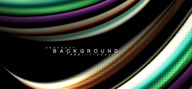 Siyah arka plan üzerinde renkli dalga satırları