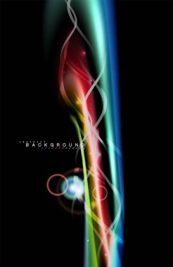 Siyah, sıvı üzerinde renk parlak ışık efektleri çok renkli dalgalı şekil stil