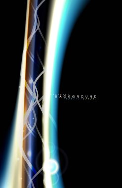 Siyah, sıvı üzerinde renk parlak ışık efektleri çok renkli dalgalı şekil stil