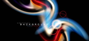 Siyah, sıvı üzerinde renk parlak ışık efektleri çok renkli dalgalı şekil stil