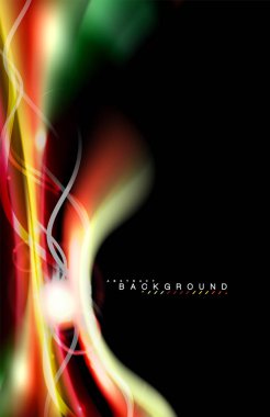 Siyah, sıvı üzerinde renk parlak ışık efektleri çok renkli dalgalı şekil stil