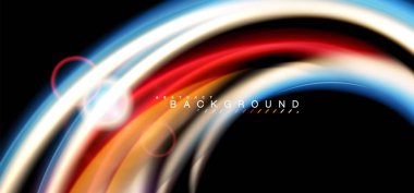 Siyah, sıvı üzerinde renk parlak ışık efektleri çok renkli dalgalı şekil stil