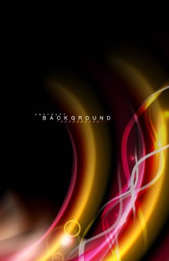 Siyah, sıvı üzerinde renk parlak ışık efektleri çok renkli dalgalı şekil stil