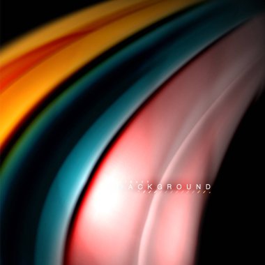 Sıvı karıştırma renkler dalga arka plan tasarlamak vektör. Renkli örgü dalgalar