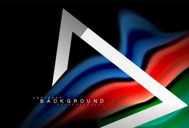 Gökkuşağı sıvı geometrik şekil dalga ve metalik renkler