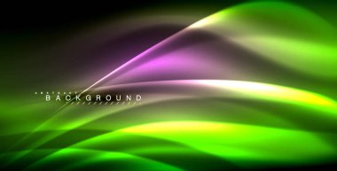 Neon parlayan dalga, sihirli enerji ve ışık arka plan