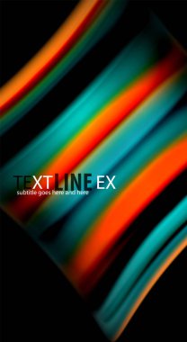 Dalga satırları sıvı gökkuşağı tarzı renk çizgili siyah arka plan üzerine soyut. Sunum, app duvar kağıdı, başlık sayfası veya poster için sanatsal illüstrasyon