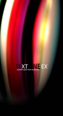 Dalga satırları sıvı gökkuşağı tarzı renk çizgili siyah arka plan üzerine soyut. Sunum, app duvar kağıdı, başlık sayfası veya poster için sanatsal illüstrasyon