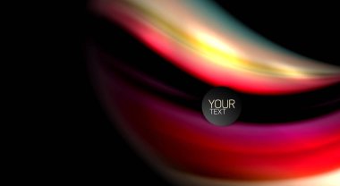 Dalga satırları sıvı gökkuşağı tarzı renk çizgili siyah arka plan üzerine soyut. Sunum, app duvar kağıdı, başlık sayfası veya poster için sanatsal illüstrasyon