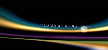 Siyah, sıvı üzerinde renk parlak ışık efektleri çok renkli dalgalı şekil stil