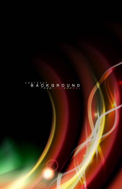 Siyah, sıvı üzerinde renk parlak ışık efektleri çok renkli dalgalı şekil stil