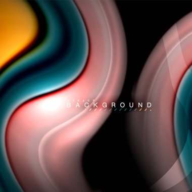 Sıvı karıştırma renkler dalga arka plan tasarlamak vektör. Renkli örgü dalgalar