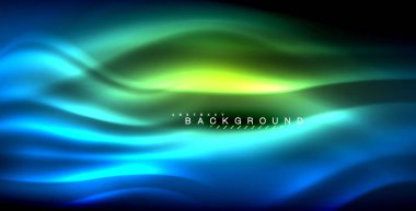 Neon parlayan dalga, sihirli enerji ve ışık arka plan