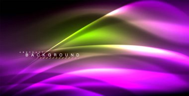 Neon parlayan dalga, sihirli enerji ve ışık arka plan