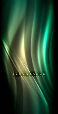 Neon parlayan dalga, sihirli enerji ve ışık arka plan