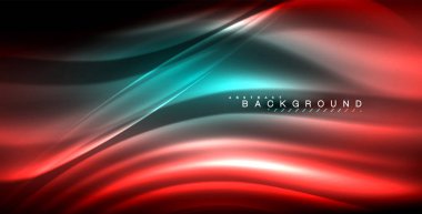 Neon parlayan dalga, sihirli enerji ve ışık arka plan. Vektör çizim