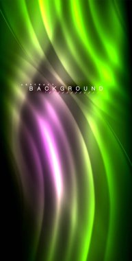 Neon parlayan dalga, sihirli enerji ve ışık arka plan