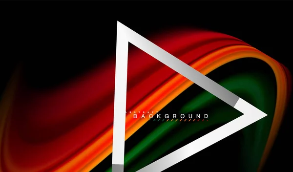 Líquido arco-íris cores onda e forma geométrica metálica — Vetor de Stock