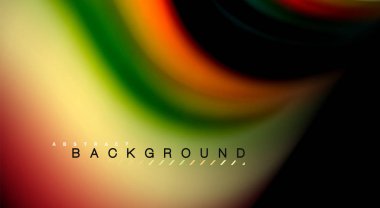 Sıvı gökkuşağı renkleri siyah arka plan üzerinde vektör dalga çizgiler ve kıvrımlar