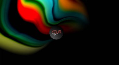 Dalga satırları sıvı gökkuşağı tarzı renk çizgili siyah arka plan üzerine soyut. Sunum, app duvar kağıdı, başlık sayfası veya poster için sanatsal illüstrasyon