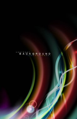 Siyah, sıvı üzerinde renk parlak ışık efektleri çok renkli dalgalı şekil stil