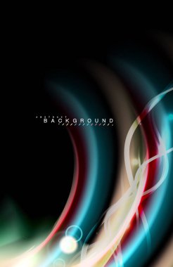 Siyah, sıvı üzerinde renk parlak ışık efektleri çok renkli dalgalı şekil stil