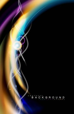 Siyah, sıvı üzerinde renk parlak ışık efektleri çok renkli dalgalı şekil stil