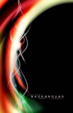 Siyah, sıvı üzerinde renk parlak ışık efektleri çok renkli dalgalı şekil stil