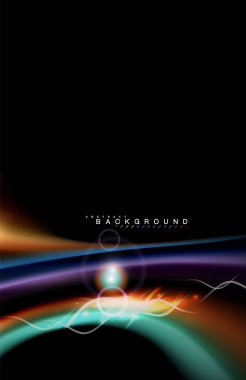 Siyah, sıvı üzerinde renk parlak ışık efektleri çok renkli dalgalı şekil stil