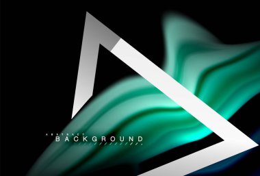 Gökkuşağı sıvı geometrik şekil dalga ve metalik renkler