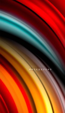 Siyah arkaplanda soyut dalga çizgileri sıvı gökkuşağı stili renk çizgileri