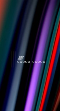 Sıvı gökkuşağı renkleri siyah arka plan üzerinde vektör dalga çizgiler ve kıvrımlar