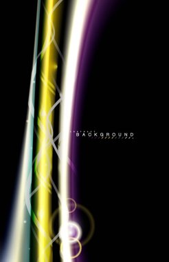 Siyah, sıvı üzerinde renk parlak ışık efektleri çok renkli dalgalı şekil stil