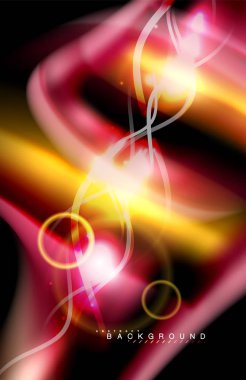 Siyah, sıvı üzerinde renk parlak ışık efektleri çok renkli dalgalı şekil stil