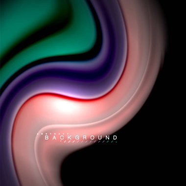 Sıvı karıştırma renkler dalga arka plan tasarlamak vektör. Renkli örgü dalgalar