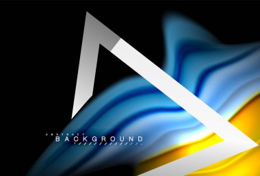 Gökkuşağı sıvı geometrik şekil dalga ve metalik renkler