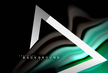 Gökkuşağı sıvı geometrik şekil dalga ve metalik renkler