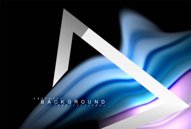 Gökkuşağı sıvı geometrik şekil dalga ve metalik renkler