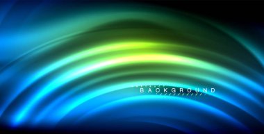 Neon parlayan dalga, sihirli enerji ve ışık arka plan