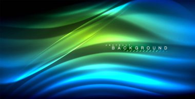 Neon parlayan dalga, sihirli enerji ve ışık arka plan