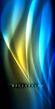 Neon parlayan dalga, sihirli enerji ve ışık arka plan