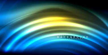 Neon parlayan dalga, sihirli enerji ve ışık arka plan