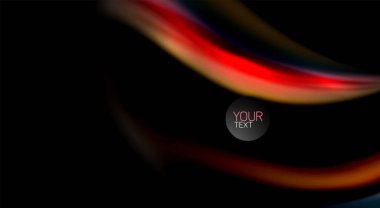 Dalga satırları sıvı gökkuşağı tarzı renk çizgili siyah arka plan üzerine soyut. Sunum, app duvar kağıdı, başlık sayfası veya poster için sanatsal illüstrasyon