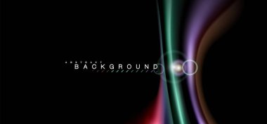 Siyah, sıvı üzerinde renk parlak ışık efektleri çok renkli dalgalı şekil stil