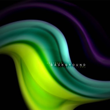 Sıvı karıştırma renkler dalga arka plan tasarlamak vektör. Renkli örgü dalgalar