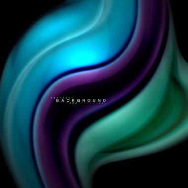 Sıvı karıştırma renkler dalga arka plan tasarlamak vektör. Renkli örgü dalgalar